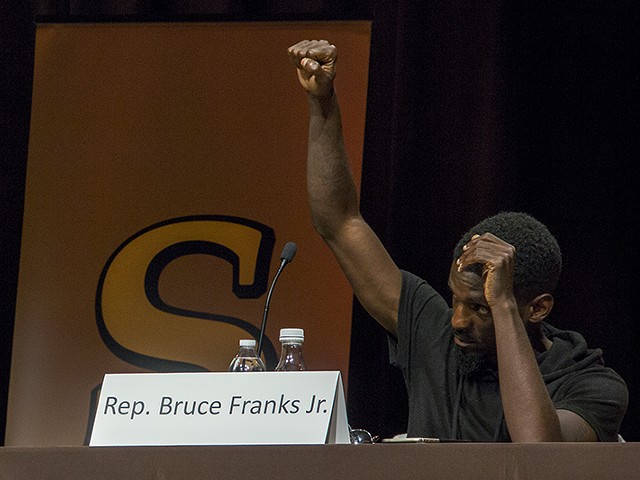 State Rep. Bruce Franks makes a familiar gesture.