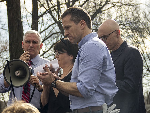 Eric Greitens, shown here with Vice President Mike Pence, has gone  from presidential aspirations to political pariah.