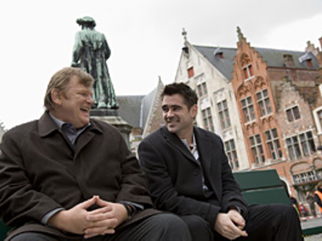 Brendan Gleeson and Colin Farrell take a breather from their mob ways In Bruges.