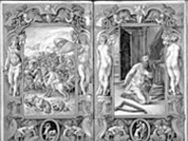 Giulio Clovio created Death of Uriah (left) and 
    David in Prayer (right) in 1546, and they class 
    up Night & Day 450 years later.