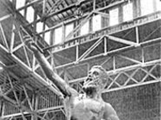 A statue of the Roman god Vulcan still stands, 100 years after the St. Louis World's Fair