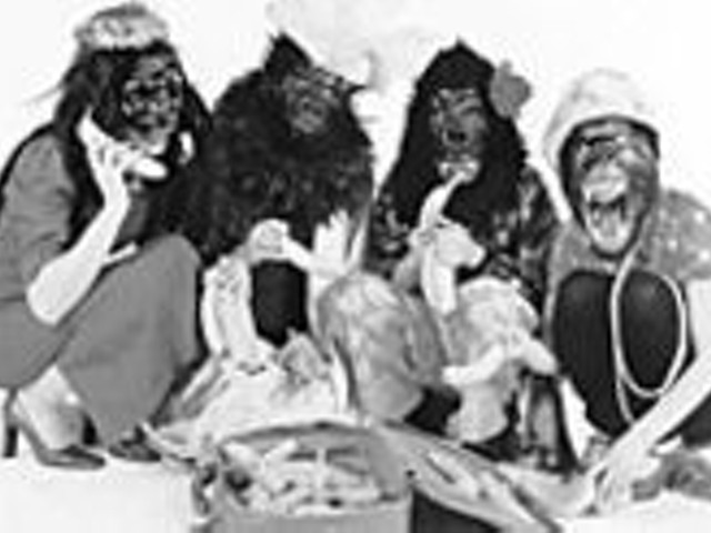 The Guerrilla Girls go ape at the University of Missouri-St. Louis on Friday.