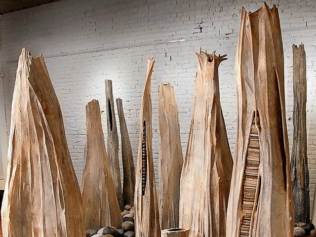 Jo Stealey, Forest (detail), 2008, over-beaten flax, abaca, and willow armature, dimensions variable.
