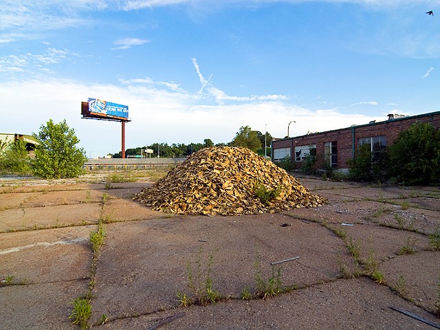 Scott Hocking, Glove Mound, Southeast with Swift, 2010. Archival inkjet print of mixed media installation, 22 by 33 inches