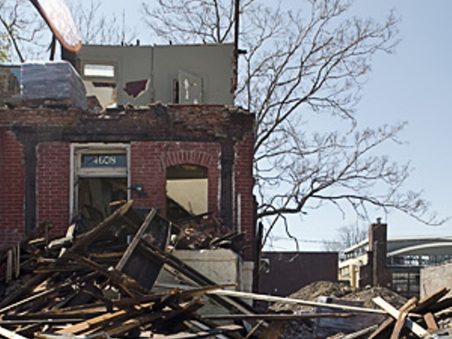 Bowood Farms is visible behind the rubble.
