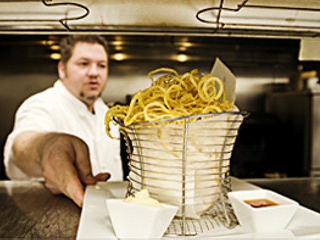 Shaved Duck pastry chef Wes Johnson serves a tangle of duck-fat frites.