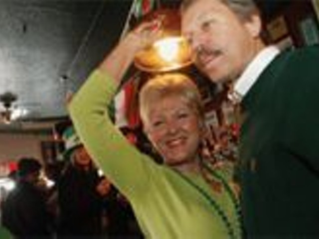 Instant party: Helen Vasel (left) and Chris Shaw (right) celebrate St. Pat's at Failoni's.