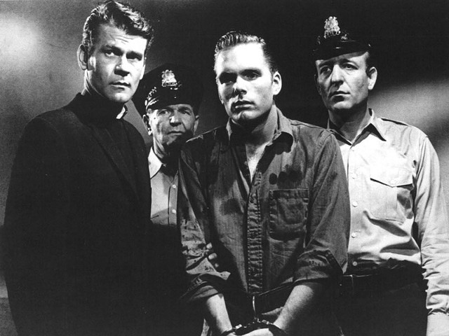 Don Murray wrote, produced and starred in The Hoodlum Priest, based on the life and work of Father Charles Dismas Clark, founder of Dismas House. The movie also starred Keir Dullea (center), who went on to greater fame in 2001: A Space Odyssey.
