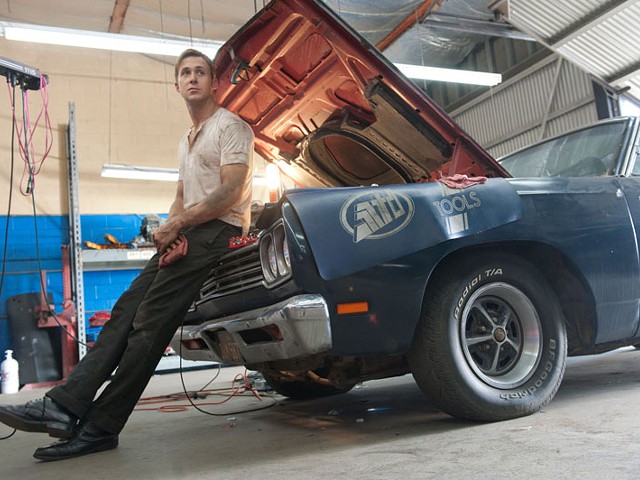 Ryan Gosling at the wheel in the glossy, retro heist-gone-bad bloodbath, Drive