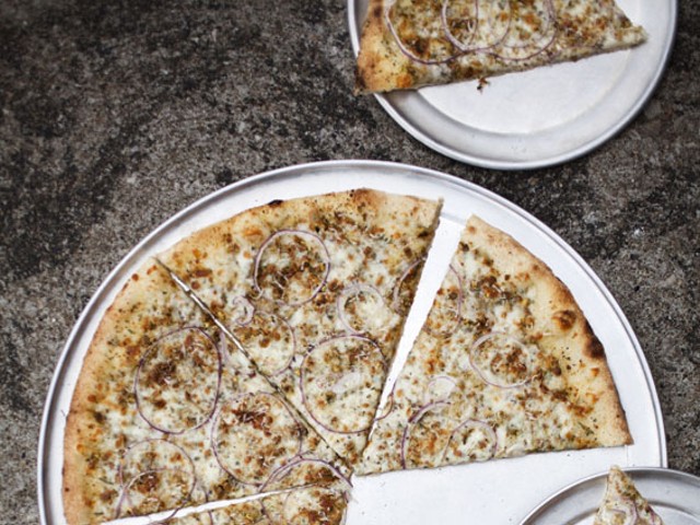 Kind of nuts: "The Bradley" comes topped with Parmigiano-Reggiano, red onion, rosemary and pistachios.