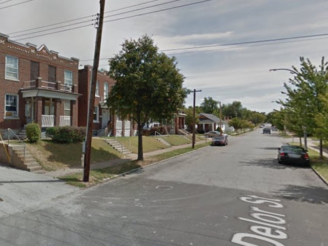 The 3500 block of Delor Street, facing east from S. Grand Boulevard.
