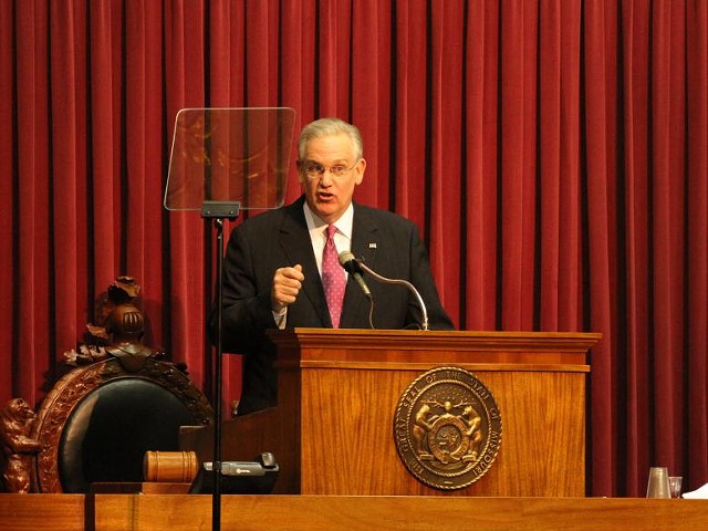 Governor Jay Nixon gives the State of the State address to the legislature.