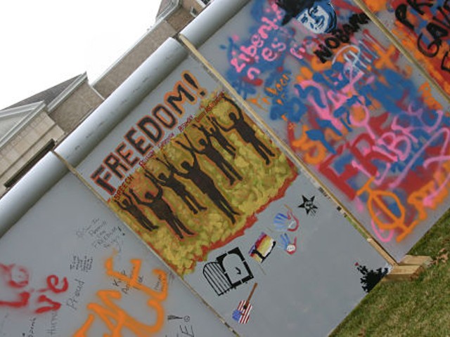 A replica of the Berlin Wall, built by students at Westminster College.