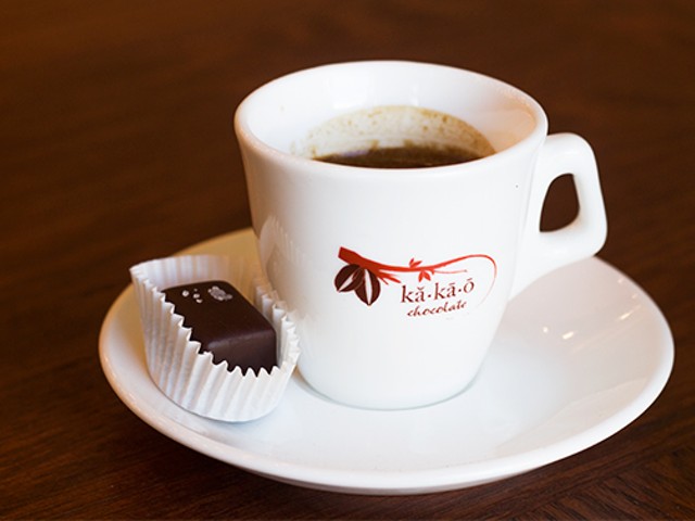 A shot of espresso with a Kakao truffle. | Photos by Mabel Suen