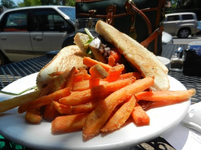Fresh-cut sweet potato fries and a perfectly toasted sandwich: lunchtime success!