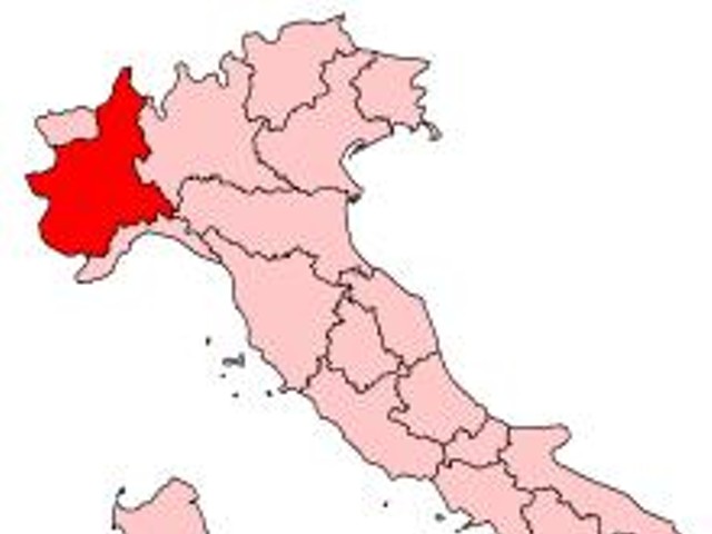 Piemonte, in dark red, is the source for interesting Italian whites.