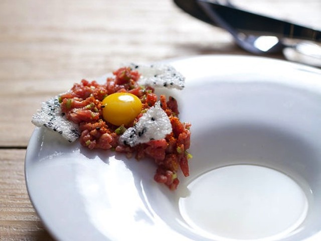 The steak tartare with daikon consomm&eacute; at Little Country Gentleman