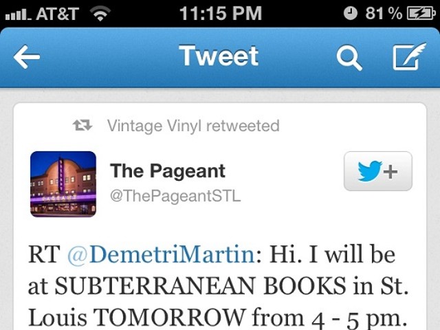 Demetri Martin Will Be Signing Books at Subterranean Today, Because He Forgot to Yesterday