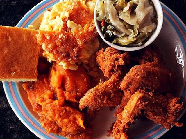 The fried chicken meal at Sweetie Pie's.