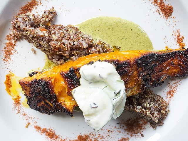 The Tandoori Atlantic salmon (minus that side order of quinoa) is a great option for those on the paleo diet.