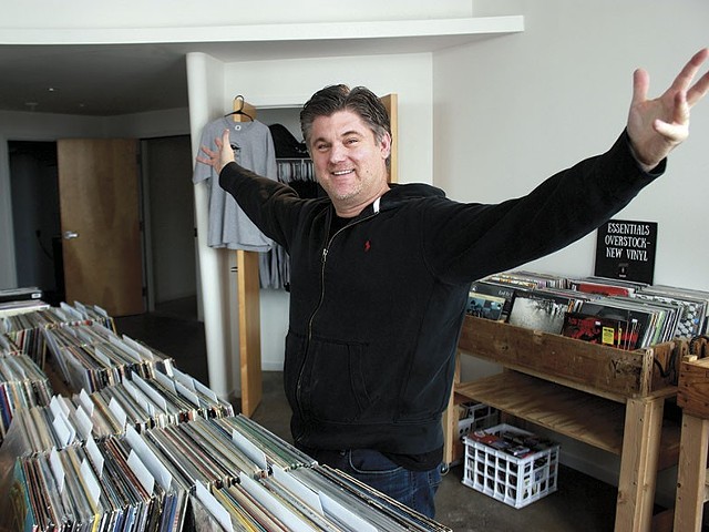 Music Record Shop owner Mark Carter, vinyl superfan, in the store's new Locust Street location.