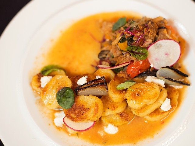 Gnudi, served with the restaurant’s sensational pork shoulder, is a standout dish on a formidable menu.