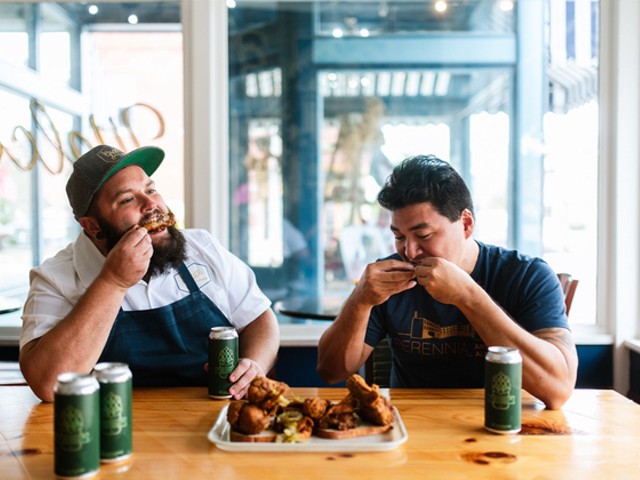 Rick Lewis, at left, of Grace Meat + Three with Perennial Artisan Ales co-founder Phil Wymore.