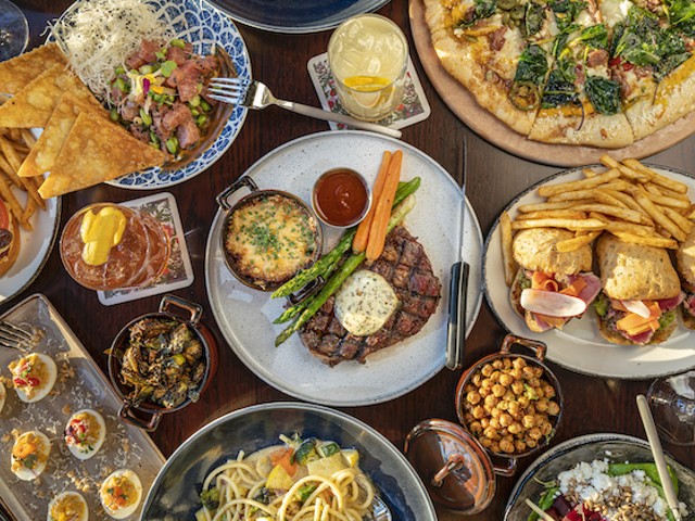 The Train Shed menu ranges from pizza and pasta dishes to burgers and steaks.
