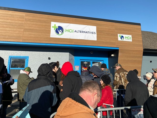 Hundreds lined up to get into a Metro East dispensary. Missouri's dispensaries are months from opening.