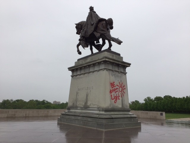 We can think of better ways of "being the light" than defacing 111-year-old statues.