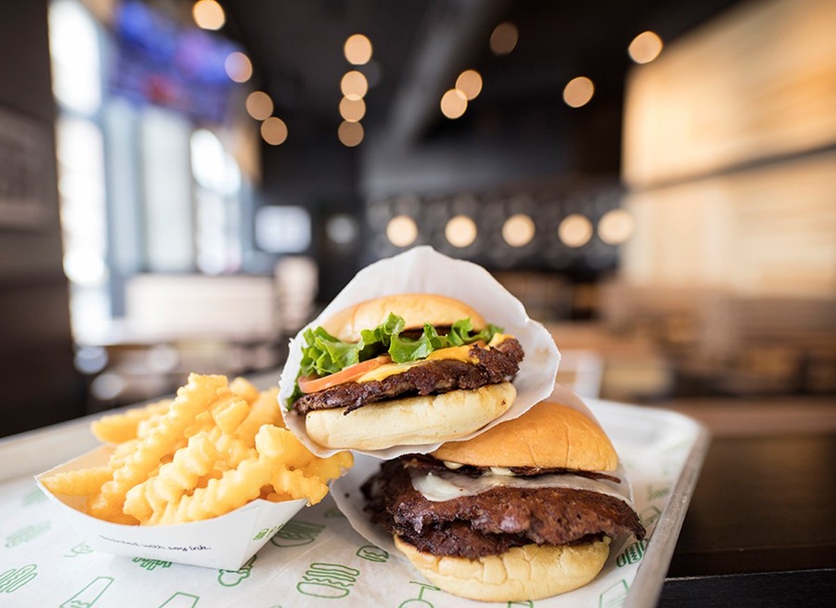 At the St. Louis Shake Shack, the "ShackBurger" is joined by the "Mound City Double," topped with Niman Ranch bacon, Provel and "STL sauce."