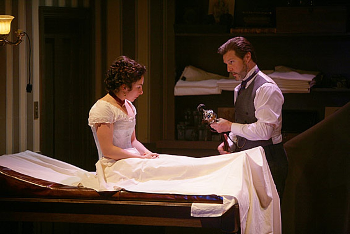Annie Purcell as Catherine Givings and Ron Bohmer as Dr. Givings in the Rep's In the Next Room or the vibrator play.