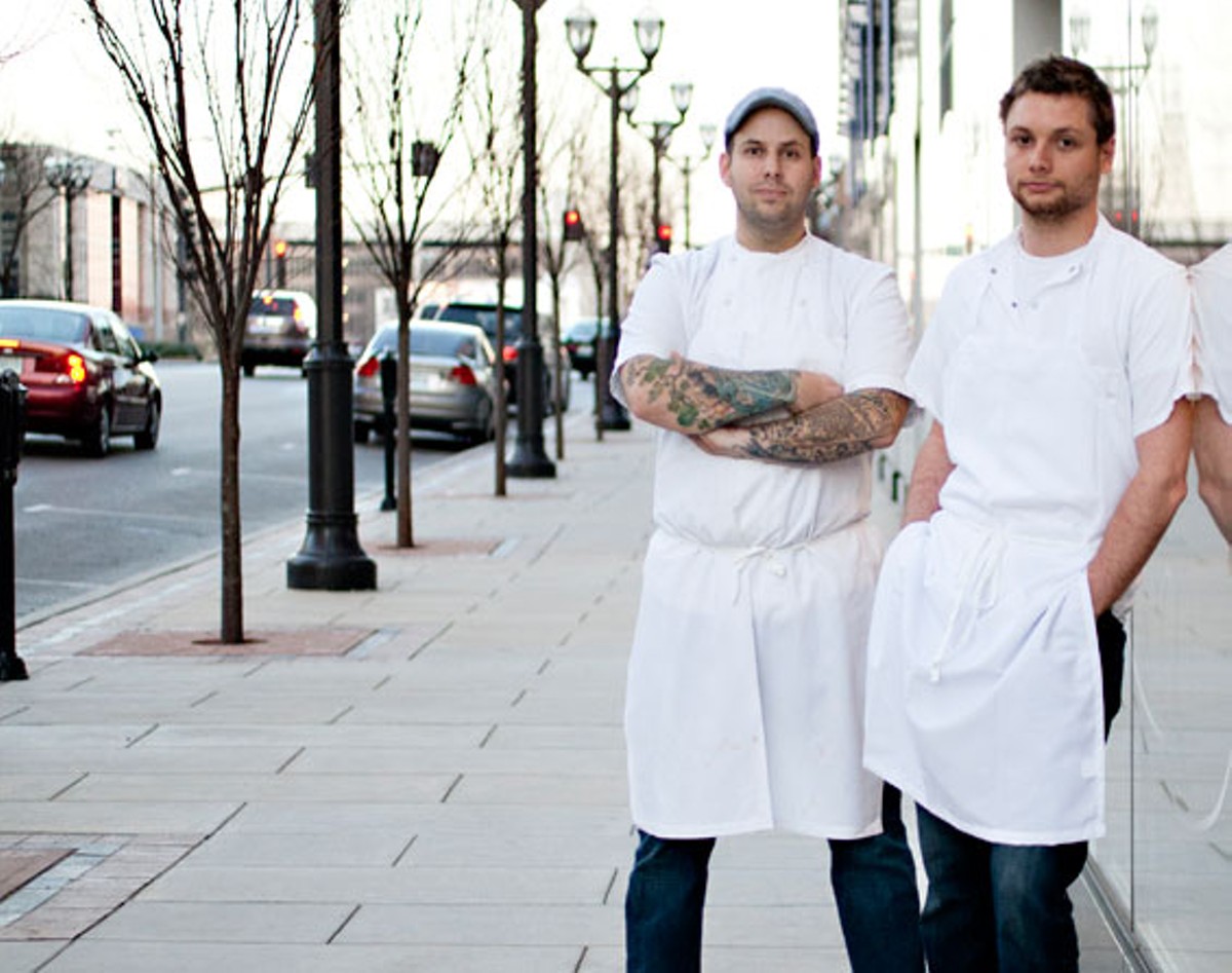 Pastaria's chef/co-owner Gerard Craft and executive chef/co-owner Adam Altnether in front of their Clayton restaurant. Slideshow: Pastaria in Clayton Photos