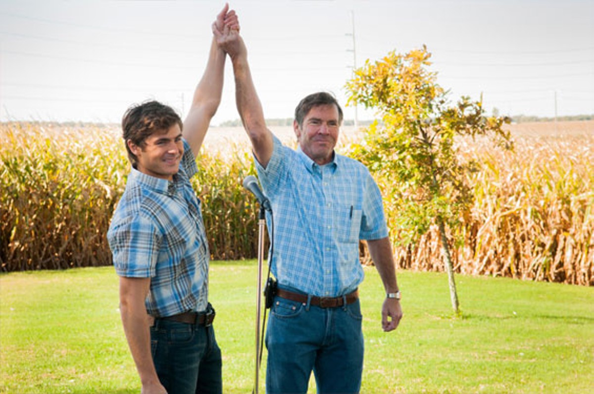 Zac Efron as Dean and Dennis Quaid as Henry in At Any Price.