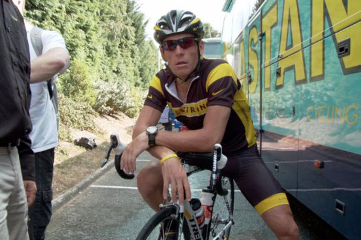 Still of Lance Armstrong in The Armstrong Lie.