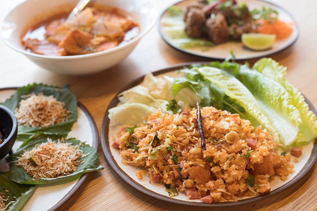Spice is a key feature of the Chao Baan menu, such as in the khao tod nam sod, accented with additional heat from curry paste.