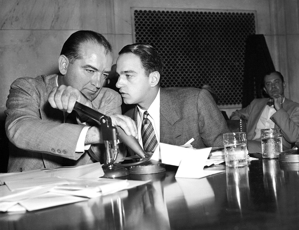 Good friends Sen. Joseph McCarthy and Roy Cohn during the '50s.