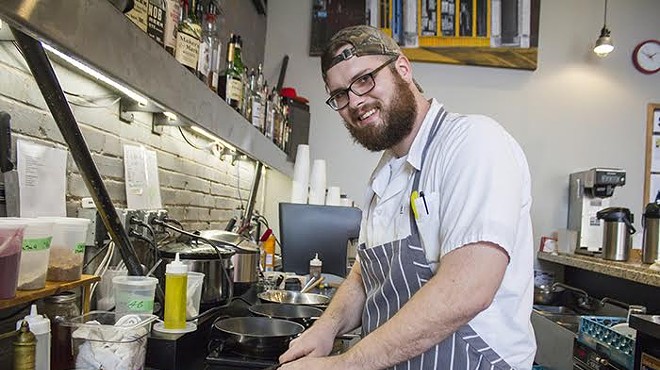 Justin Bell went from the woods to Squatters Cafe.