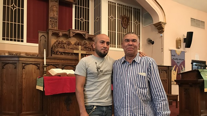 Alex Garcia (left) and Rep. William Lacy Clay met in Christ Church for around 30 minutes Friday.