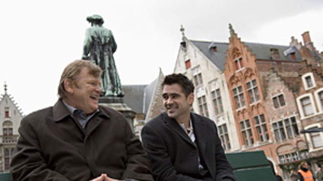 Brendan Gleeson and Colin Farrell take a breather from their mob ways In Bruges.