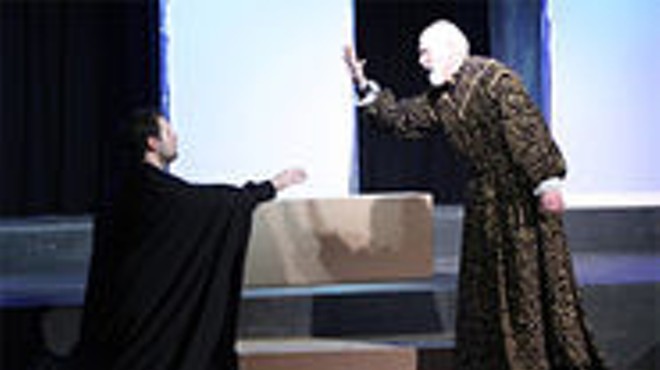 Jason Cannon confronts Joneal Joplin's dead king's ghost in Hamlet.