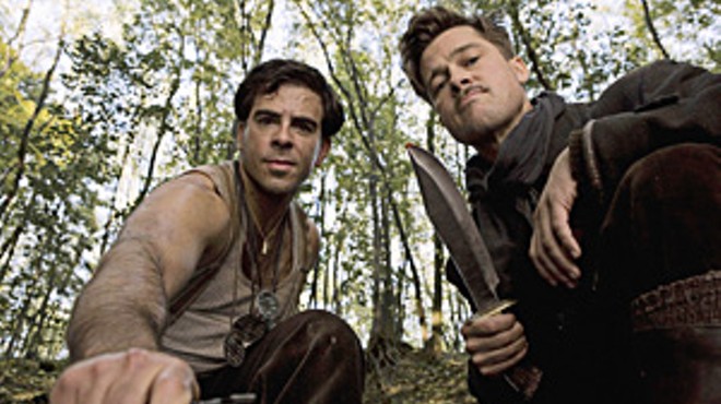Inglorious Basterds: Eli Roth as Sgt. Donnie Donowitz and Brad Pitt as Lt. Aldo Raine.
