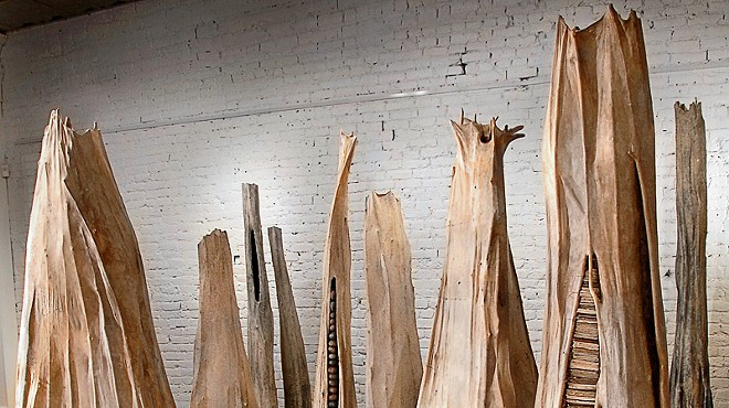Jo Stealey, Forest (detail), 2008, over-beaten flax, abaca, and willow armature, dimensions variable.