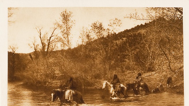 Edward Sheriff Curtis (American, 1868-1952); The Ford &mdash; Apache, 1903. Photogravure on tissue, 5 3/8 x 7 5/16" on display at Mildred Lane Kemper Art Museum.