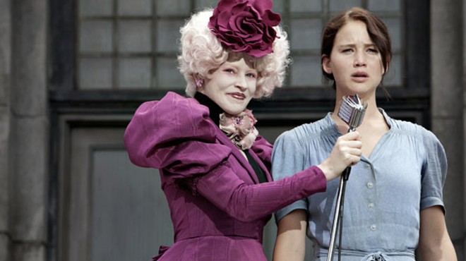 Panem Idol: Elizabeth Banks and Jennifer Lawrence in The Hunger Games.