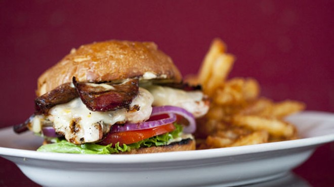 The Chicken and Andouille Club sandwich - grilled chicken, adnouille, fontina  and sweet corn aioli.