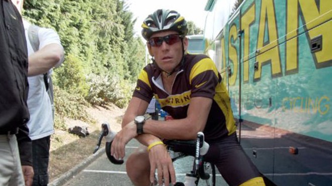 Still of Lance Armstrong in The Armstrong Lie.