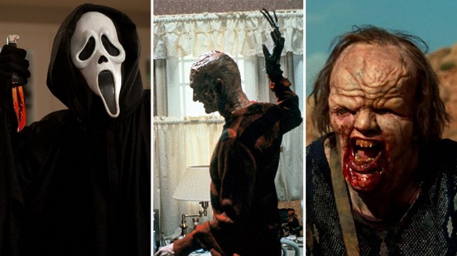 From left: Scream (1996), Robert Englund as Freddy Krueger A Nightmare on Elm Street (1984), and The Hills Have Eyes (2006).