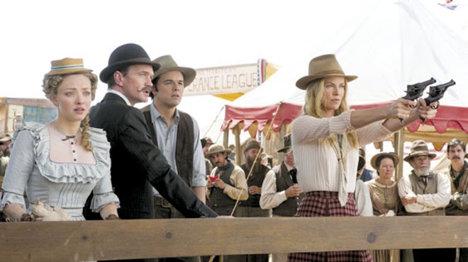 Nice shootin': Charlize Theron, Neil Patrick Harris, Seth MacFarlane and Amanda Seyfried in A Million Ways to Die in the West.