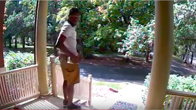 Security cameras showed the man lingering on the couple's porch for more than 40 seconds.